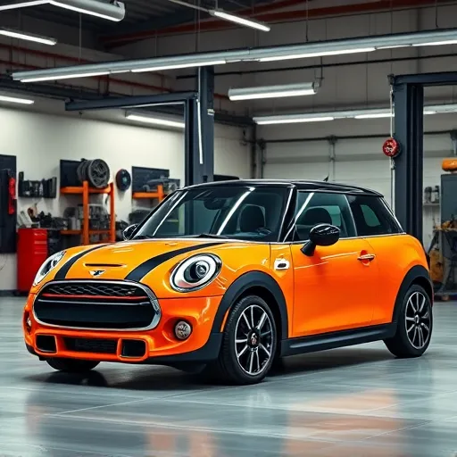 A vibrant Mini Cooper highlighted in front of Auto Expert Workshop, symbolizing high-quality service and expertise in automotive care.